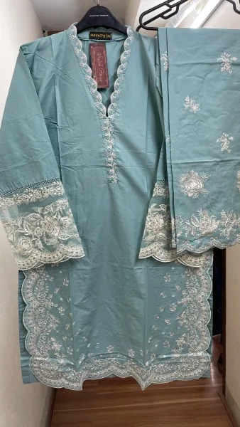 Pakistani Original Hayat Stitched Cotton Co-ords 2 Pcs _ Ice Blue 
